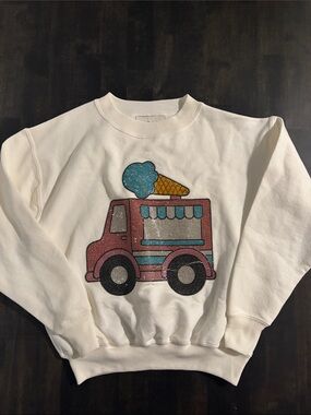 Judith March White Bedazzled Ice-cream Truck Crew Neck Sweatshirt Size XS Kids
